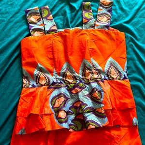 coral and pink traditional African maxi skirt and top